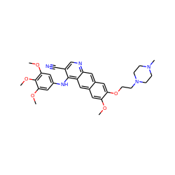 COc1cc2cc3c(Nc4cc(OC)c(OC)c(OC)c4)c(C#N)cnc3cc2cc1OCCN1CCN(C)CC1 ZINC000023357914