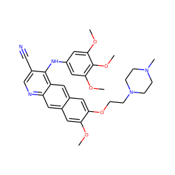 COc1cc2cc3ncc(C#N)c(Nc4cc(OC)c(OC)c(OC)c4)c3cc2cc1OCCN1CCN(C)CC1 ZINC000023357911