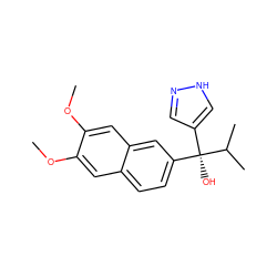 COc1cc2ccc([C@@](O)(c3cn[nH]c3)C(C)C)cc2cc1OC ZINC000169338885