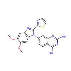 COc1cc2nc(-c3nccs3)n(-c3ccc4c(N)nc(N)nc4c3)c2cc1OC ZINC000098207953