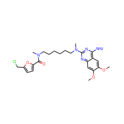 COc1cc2nc(N(C)CCCCCCN(C)C(=O)c3ccc(CCl)o3)nc(N)c2cc1OC ZINC000013782109