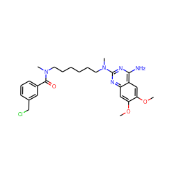 COc1cc2nc(N(C)CCCCCCN(C)C(=O)c3cccc(CCl)c3)nc(N)c2cc1OC ZINC000013782114