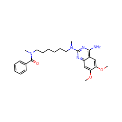 COc1cc2nc(N(C)CCCCCCN(C)C(=O)c3ccccc3)nc(N)c2cc1OC ZINC000013782111