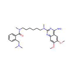 COc1cc2nc(N(C)CCCCCCN(C)C(=O)c3ccccc3CN(C)C)nc(N)c2cc1OC ZINC000013782113