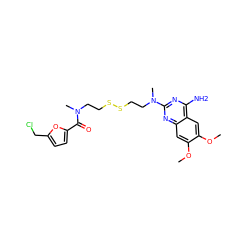 COc1cc2nc(N(C)CCSSCCN(C)C(=O)c3ccc(CCl)o3)nc(N)c2cc1OC ZINC000013782108