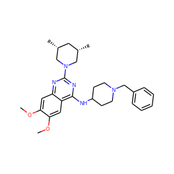 COc1cc2nc(N3C[C@@H](C)C[C@@H](C)C3)nc(NC3CCN(Cc4ccccc4)CC3)c2cc1OC ZINC000149488263