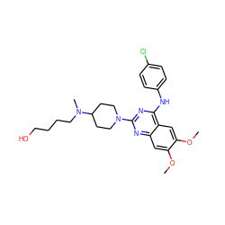 COc1cc2nc(N3CCC(N(C)CCCCO)CC3)nc(Nc3ccc(Cl)cc3)c2cc1OC ZINC000045496821