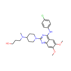 COc1cc2nc(N3CCC(N(C)CCCO)CC3)nc(Nc3ccc(Cl)cc3)c2cc1OC ZINC000045498462