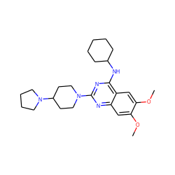 COc1cc2nc(N3CCC(N4CCCC4)CC3)nc(NC3CCCCC3)c2cc1OC ZINC000040395308