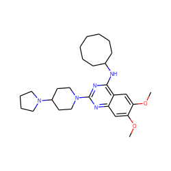 COc1cc2nc(N3CCC(N4CCCC4)CC3)nc(NC3CCCCCCC3)c2cc1OC ZINC000042923277