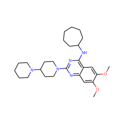 COc1cc2nc(N3CCC(N4CCCCC4)CC3)nc(NC3CCCCCC3)c2cc1OC ZINC000040379917