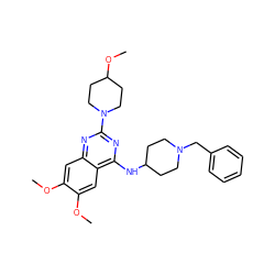 COc1cc2nc(N3CCC(OC)CC3)nc(NC3CCN(Cc4ccccc4)CC3)c2cc1OC ZINC000149508355