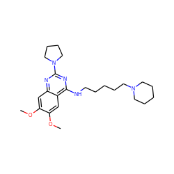 COc1cc2nc(N3CCCC3)nc(NCCCCCN3CCCCC3)c2cc1OC ZINC000299835829