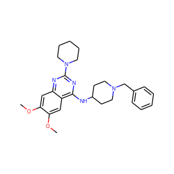 COc1cc2nc(N3CCCCC3)nc(NC3CCN(Cc4ccccc4)CC3)c2cc1OC ZINC000036382101