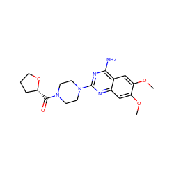 COc1cc2nc(N3CCN(C(=O)[C@@H]4CCCO4)CC3)nc(N)c2cc1OC ZINC000095616599