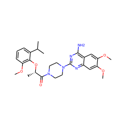 COc1cc2nc(N3CCN(C(=O)[C@H](C)Oc4c(OC)cccc4C(C)C)CC3)nc(N)c2cc1OC ZINC000013782857