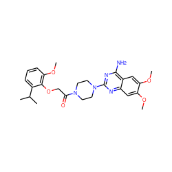 COc1cc2nc(N3CCN(C(=O)COc4c(OC)cccc4C(C)C)CC3)nc(N)c2cc1OC ZINC000000602525