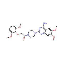 COc1cc2nc(N3CCN(C(=O)COc4c(OC)cccc4OC)CC3)nc(N)c2cc1OC ZINC000003939113