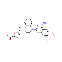 COc1cc2nc(N3CCN(C(=O)c4ccc(C(C)=O)o4)[C@H]4CCCC[C@H]43)nc(N)c2cc1OC ZINC000028713896