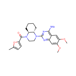 COc1cc2nc(N3CCN(C(=O)c4ccc(C)o4)[C@H]4CCCC[C@@H]43)nc(N)c2cc1OC ZINC000103275771