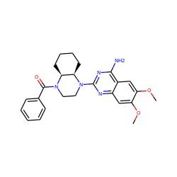 COc1cc2nc(N3CCN(C(=O)c4ccccc4)[C@H]4CCCC[C@H]43)nc(N)c2cc1OC ZINC000028713900