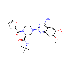 COc1cc2nc(N3CCN(C(=O)c4ccco4)[C@H](C(=O)NC(C)(C)C)C3)nc(N)c2cc1OC ZINC000003950102