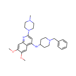 COc1cc2nc(N3CCN(C)CC3)cc(NC3CCN(Cc4ccccc4)CC3)c2cc1OC ZINC000473117996