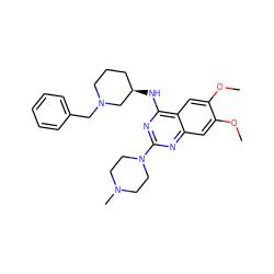 COc1cc2nc(N3CCN(C)CC3)nc(N[C@@H]3CCCN(Cc4ccccc4)C3)c2cc1OC ZINC000149480692