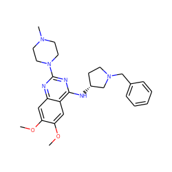 COc1cc2nc(N3CCN(C)CC3)nc(N[C@@H]3CCN(Cc4ccccc4)C3)c2cc1OC ZINC000149486057