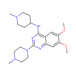 COc1cc2nc(N3CCN(C)CC3)nc(NC3CCN(C)CC3)c2cc1OC ZINC000036382495