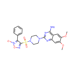 COc1cc2nc(N3CCN(S(=O)(=O)c4no[n+]([O-])c4-c4ccccc4)CC3)nc(N)c2cc1OC ZINC000027557624