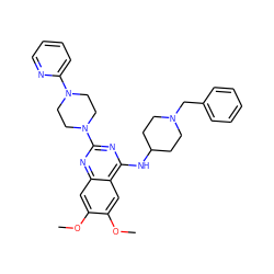 COc1cc2nc(N3CCN(c4ccccn4)CC3)nc(NC3CCN(Cc4ccccc4)CC3)c2cc1OC ZINC000105142509