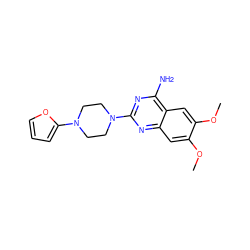 COc1cc2nc(N3CCN(c4ccco4)CC3)nc(N)c2cc1OC ZINC000027436263