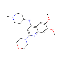 COc1cc2nc(N3CCOCC3)cc(NC3CCN(C)CC3)c2cc1OC ZINC001772604827