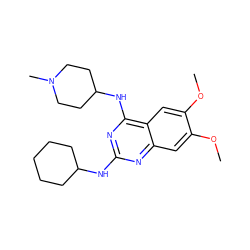 COc1cc2nc(NC3CCCCC3)nc(NC3CCN(C)CC3)c2cc1OC ZINC001772583311