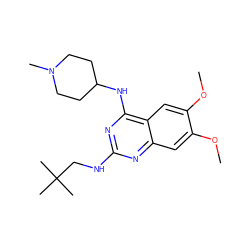 COc1cc2nc(NCC(C)(C)C)nc(NC3CCN(C)CC3)c2cc1OC ZINC001772650782