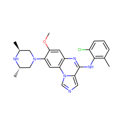 COc1cc2nc(Nc3c(C)cccc3Cl)c3cncn3c2cc1N1C[C@H](C)N[C@@H](C)C1 ZINC000013860344