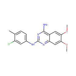 COc1cc2nc(Nc3ccc(C)c(Cl)c3)nc(N)c2cc1OC ZINC000006792971