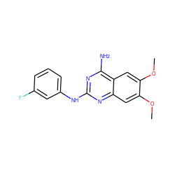 COc1cc2nc(Nc3cccc(F)c3)nc(N)c2cc1OC ZINC000006791765