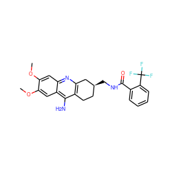 COc1cc2nc3c(c(N)c2cc1OC)CC[C@H](CNC(=O)c1ccccc1C(F)(F)F)C3 ZINC000013528640