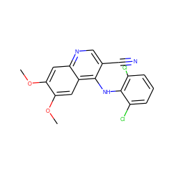 COc1cc2ncc(C#N)c(Nc3c(Cl)cccc3Cl)c2cc1OC ZINC000013862208