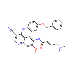 COc1cc2ncc(C#N)c(Nc3ccc(OCc4ccccc4)cc3)c2cc1NC(=O)/C=C/CN(C)C ZINC000013609443