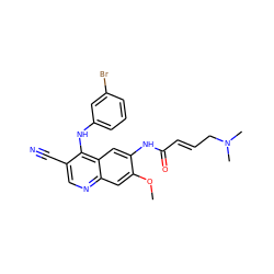 COc1cc2ncc(C#N)c(Nc3cccc(Br)c3)c2cc1NC(=O)/C=C/CN(C)C ZINC000002005180