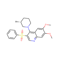 COc1cc2ncc(S(=O)(=O)c3ccccc3)c(N3CCC[C@@H](C)C3)c2cc1OC ZINC000020380969