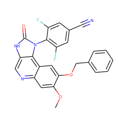 COc1cc2ncc3[nH]c(=O)n(-c4c(F)cc(C#N)cc4F)c3c2cc1OCc1ccccc1 ZINC000145827513