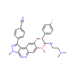 COc1cc2ncc3c(c(-c4ccc(C#N)cc4)nn3C)c2cc1O[C@@H](C(=O)NCCN(C)C)c1ccc(F)cc1 ZINC000169704818