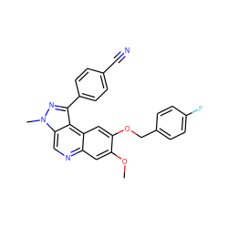 COc1cc2ncc3c(c(-c4ccc(C#N)cc4)nn3C)c2cc1OCc1ccc(F)cc1 ZINC000169704780