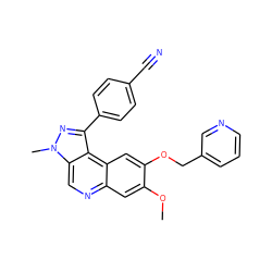 COc1cc2ncc3c(c(-c4ccc(C#N)cc4)nn3C)c2cc1OCc1cccnc1 ZINC000169704777