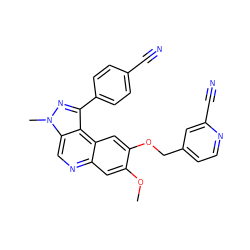 COc1cc2ncc3c(c(-c4ccc(C#N)cc4)nn3C)c2cc1OCc1ccnc(C#N)c1 ZINC000169704807