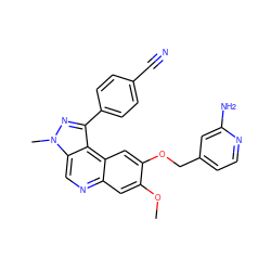 COc1cc2ncc3c(c(-c4ccc(C#N)cc4)nn3C)c2cc1OCc1ccnc(N)c1 ZINC000169704802